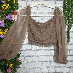 :)💙2/$40💙NWOT Mabel Boho Scrunch Brown Crop Top Size Medium